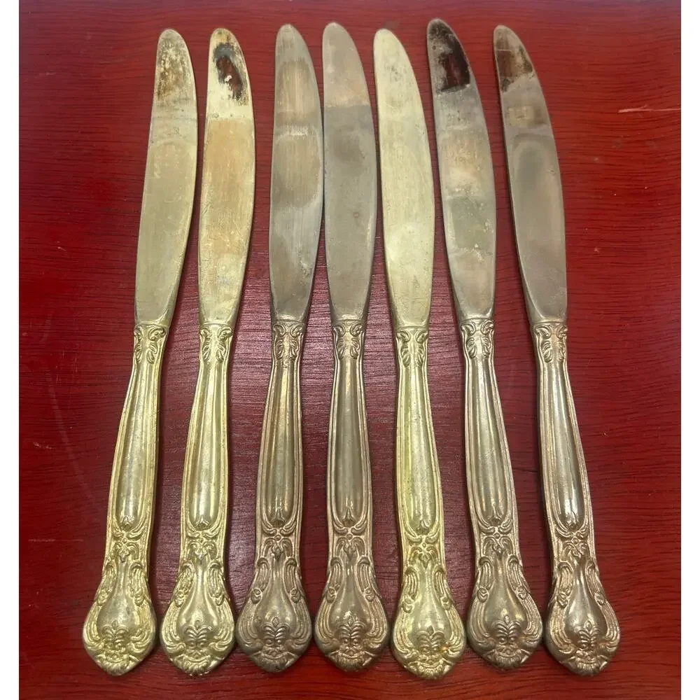 Godinger Grand Master Gold Plated Flatware Service 8 Box Missing Knife Fork VTG